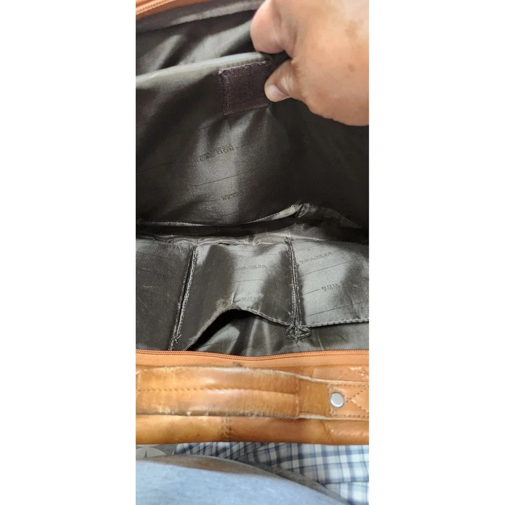 Kenneth Cole Reaction Tan‎ Leather Messenger Bag Laptop Briefcase Satchel